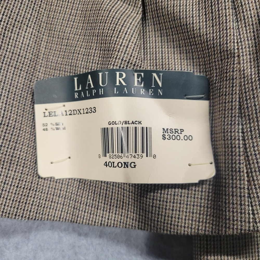 Lauren Ralph Lauren Mens Silk Wool Blend Sport Coat Blazer Tan Brown Houndstooth - Picture 14 of 15